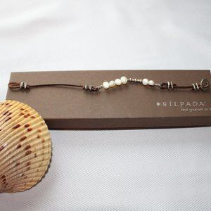 Silpada Leather and Pearl Bracelet B1062